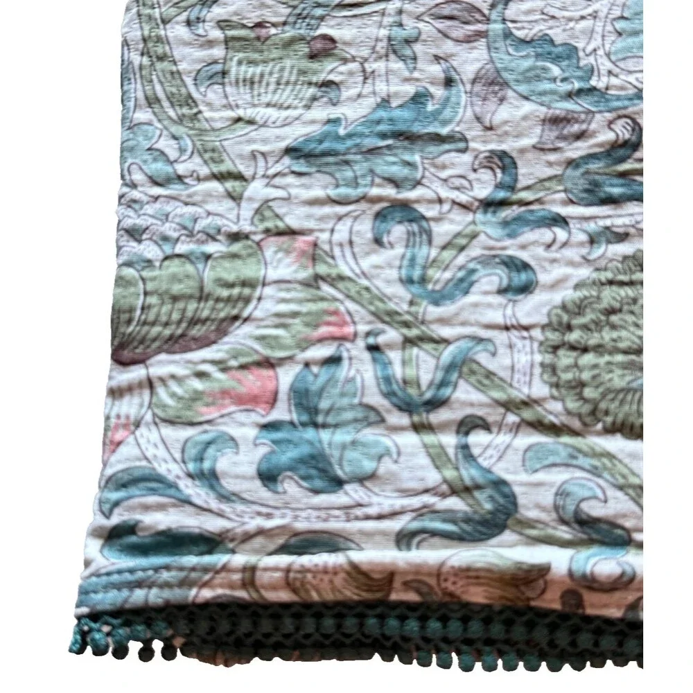 William Morris Co Lodden Shower Curtain Sage Green Teal 100% Cotton Gauze Floral